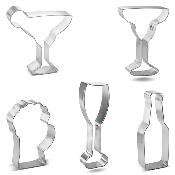 5 Piece Drinks Cookie Cutter Set Margarita Glass With